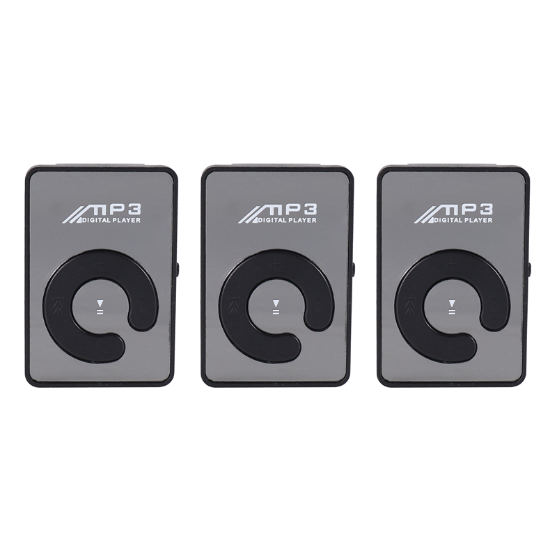 3X 미니 미러 클립 USB 디지털 Mp3 음악 플레이어 지원 8 기가 바이트 SD TF 카드 블랙